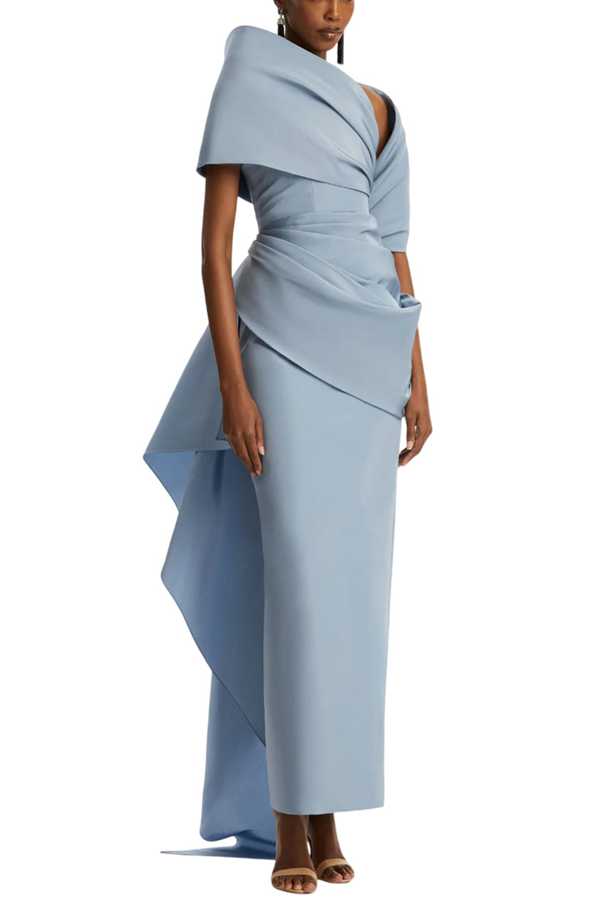 DRAPED DETAIL FAILLE GOWN