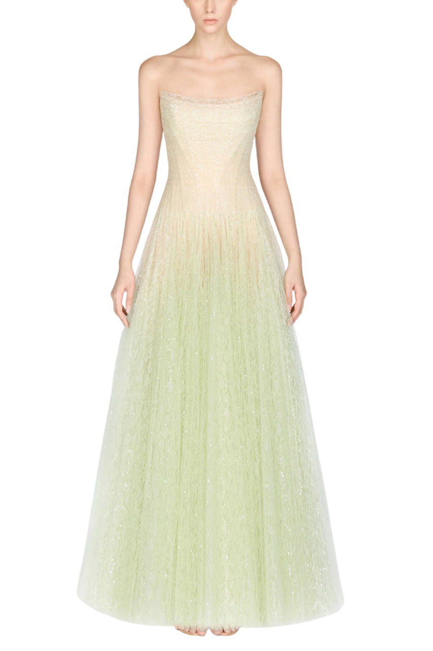 DRAPED LACE MAXI DRESS