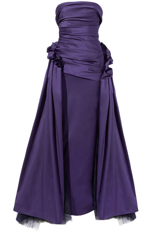 DRAPED STRAPLESS COLUMN GOWN