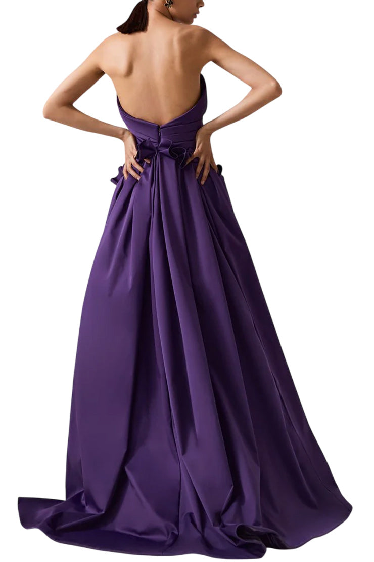 DRAPED STRAPLESS COLUMN GOWN