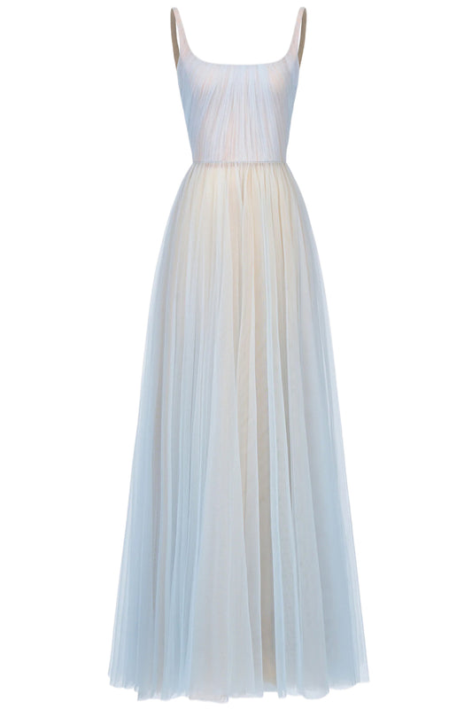 DRAPED TULLE MAXI DRESS