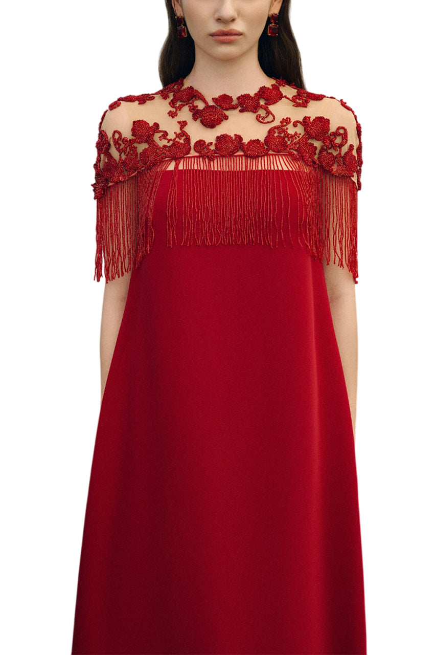 DRESS & BEAD-EMBELLISHED CAPE SET