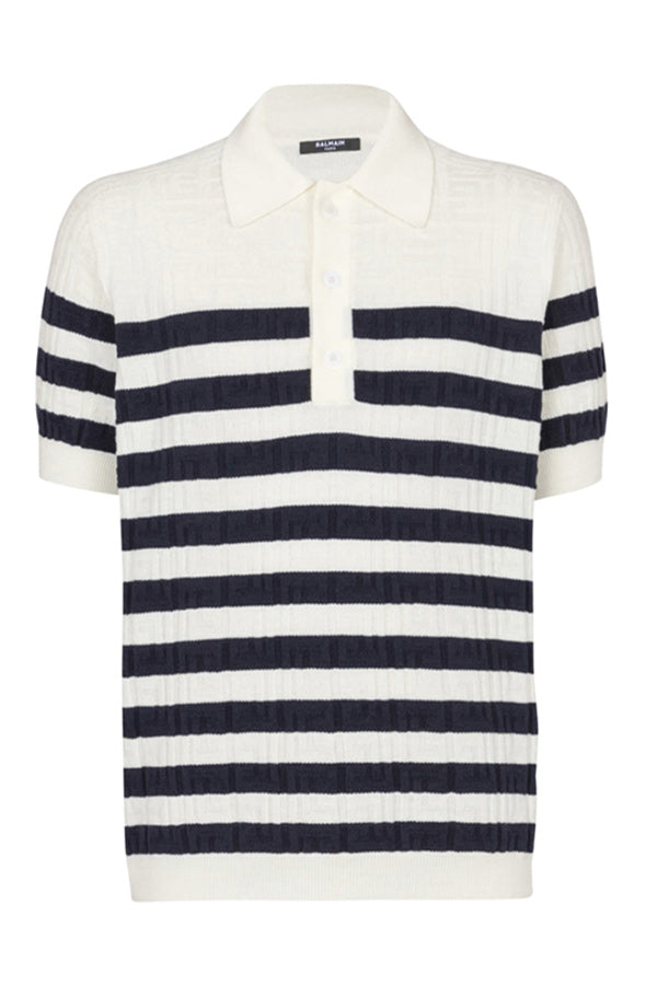 STRIPED KNIT POLO SHIRT WITH MONOGRAM
