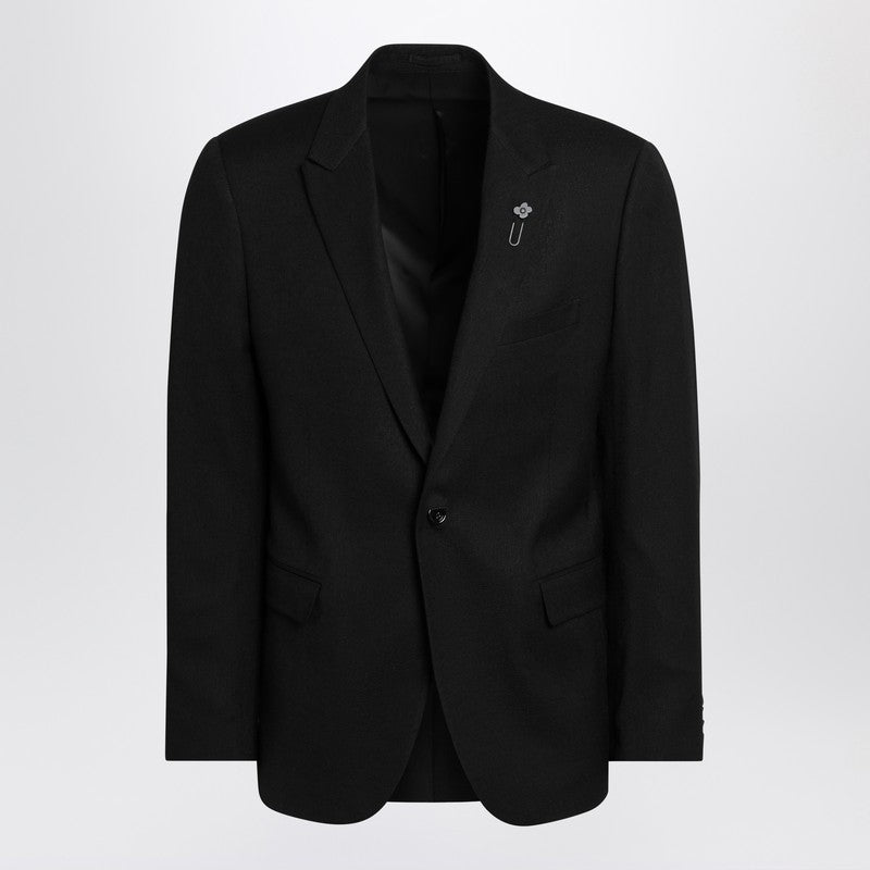 Black Single-breasted Jacket In Wool Blend