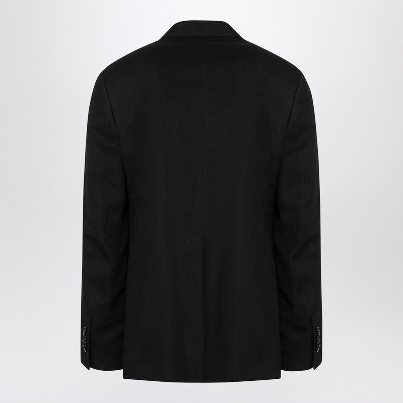 Black Single-breasted Jacket In Wool Blend