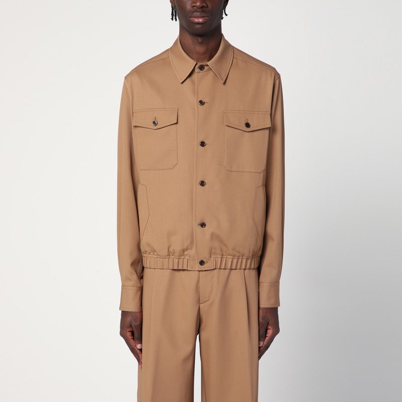 Beige Wool Overshirt