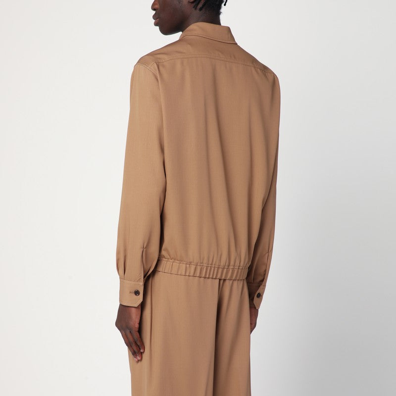Beige Wool Overshirt