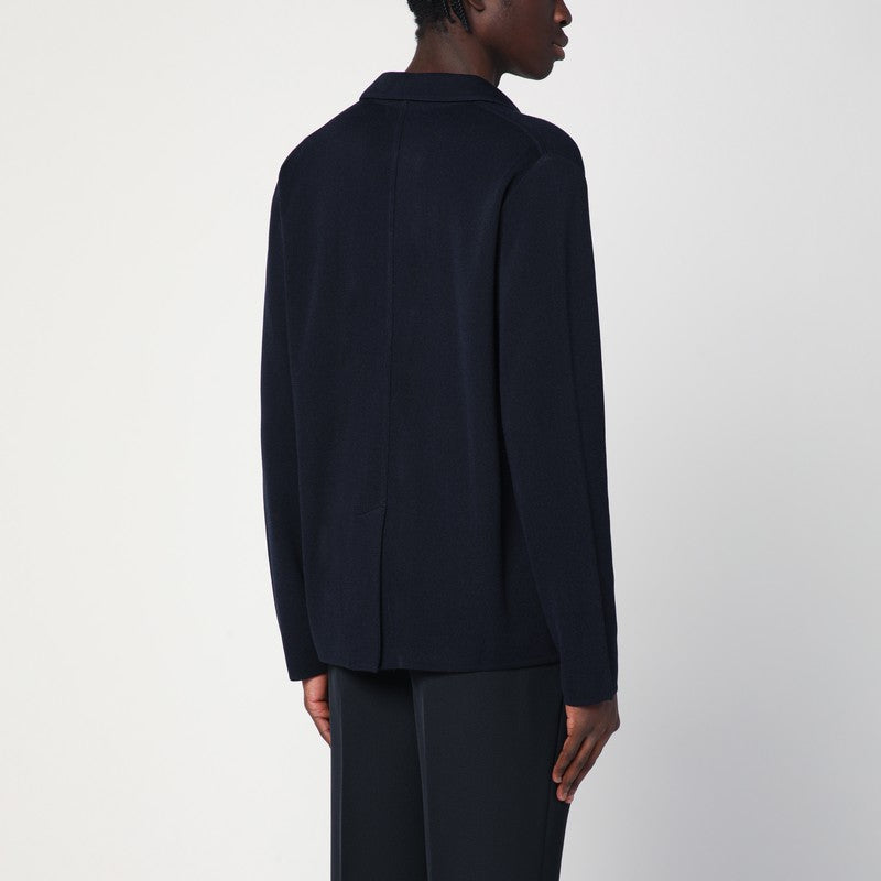 Navy Blue Single-breasted Knitted Jacket