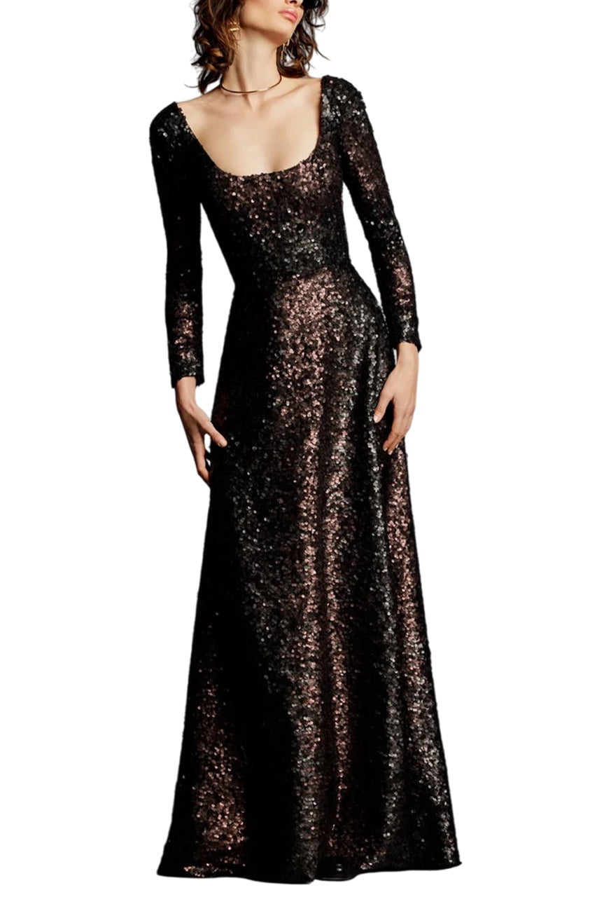 EMA SEQUINNED EVENING GOWN DRESS