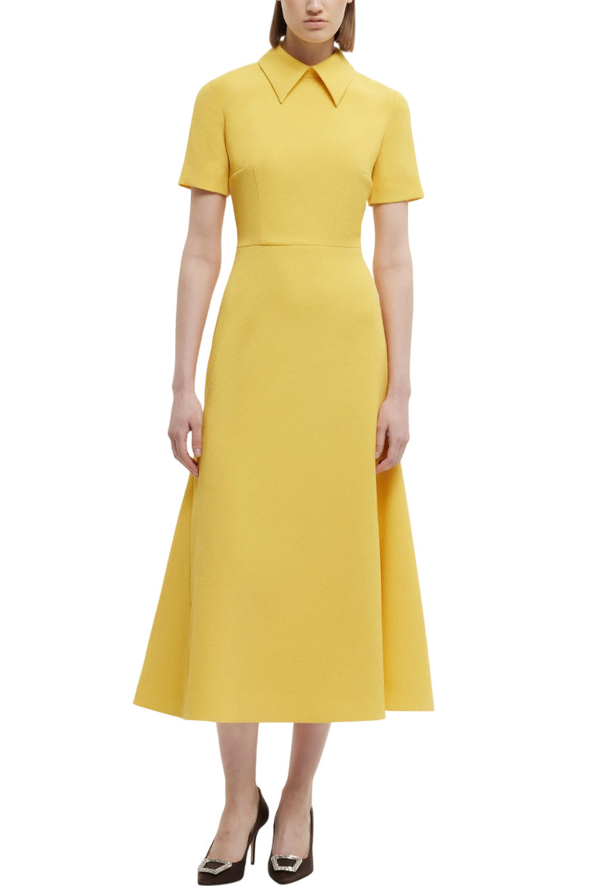 EMAN DRESS IN CUSTARD YELLOW DOUBLE CREPE