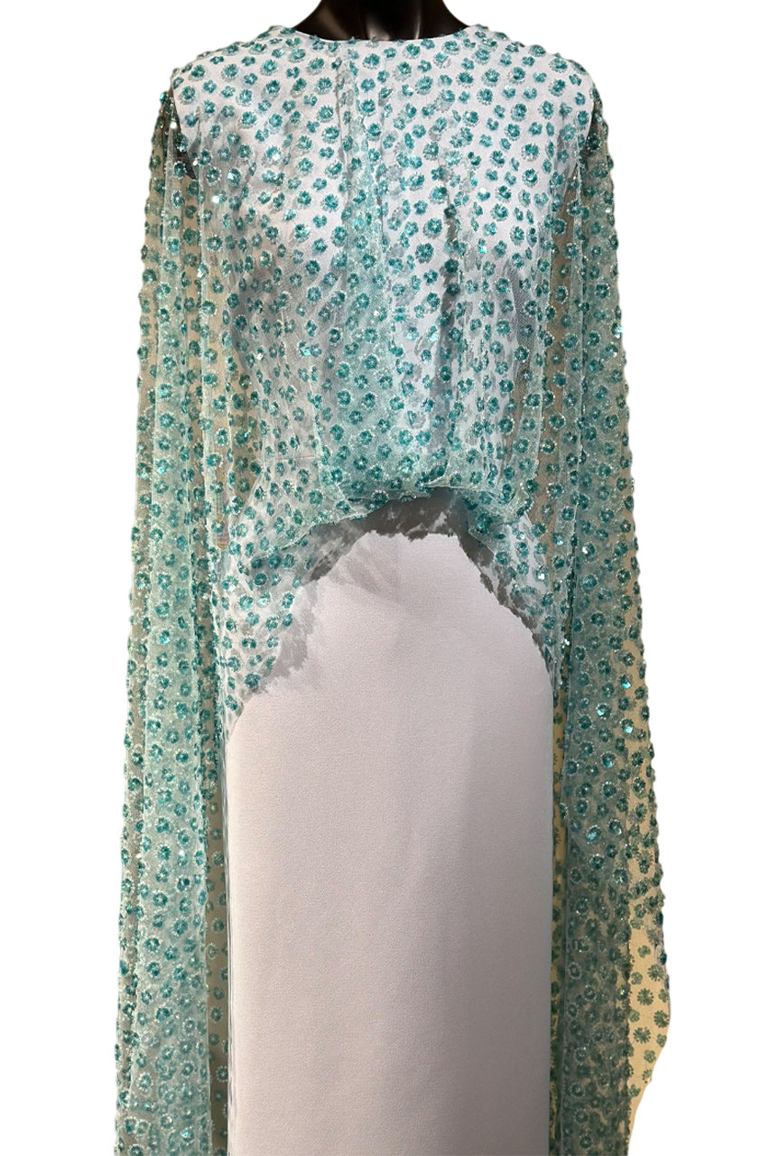 EMBELLISHED CAPE GOWN
