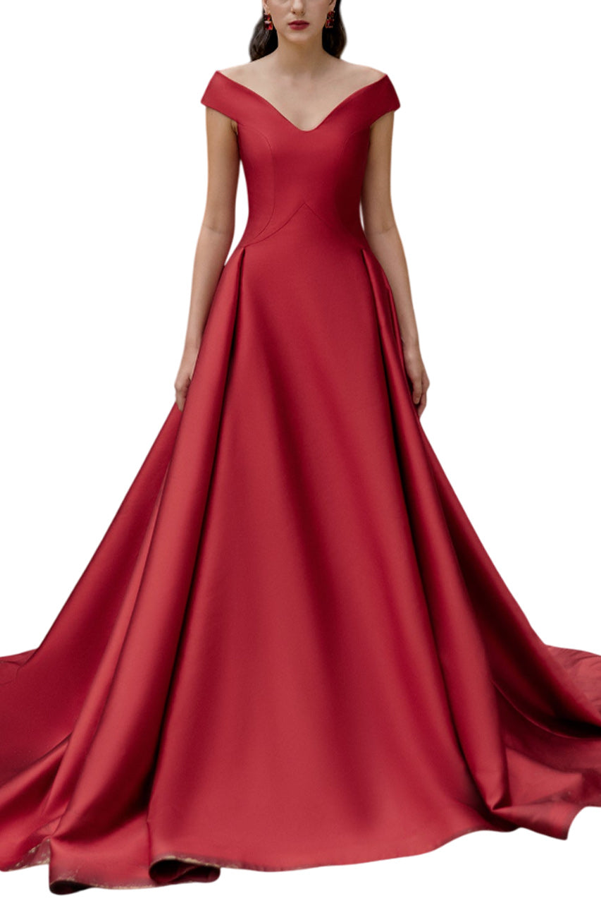 EMMA BALL GOWN OFF-SHOULDER TAFFETA EXTRA LONG LENGTH DRESS