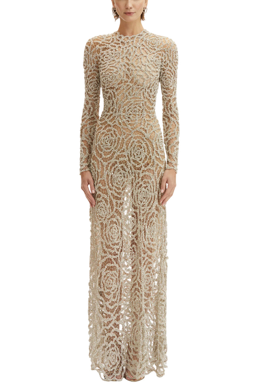 ENGLISH ROSE CRYSTAL EMBROIDERED GOWN