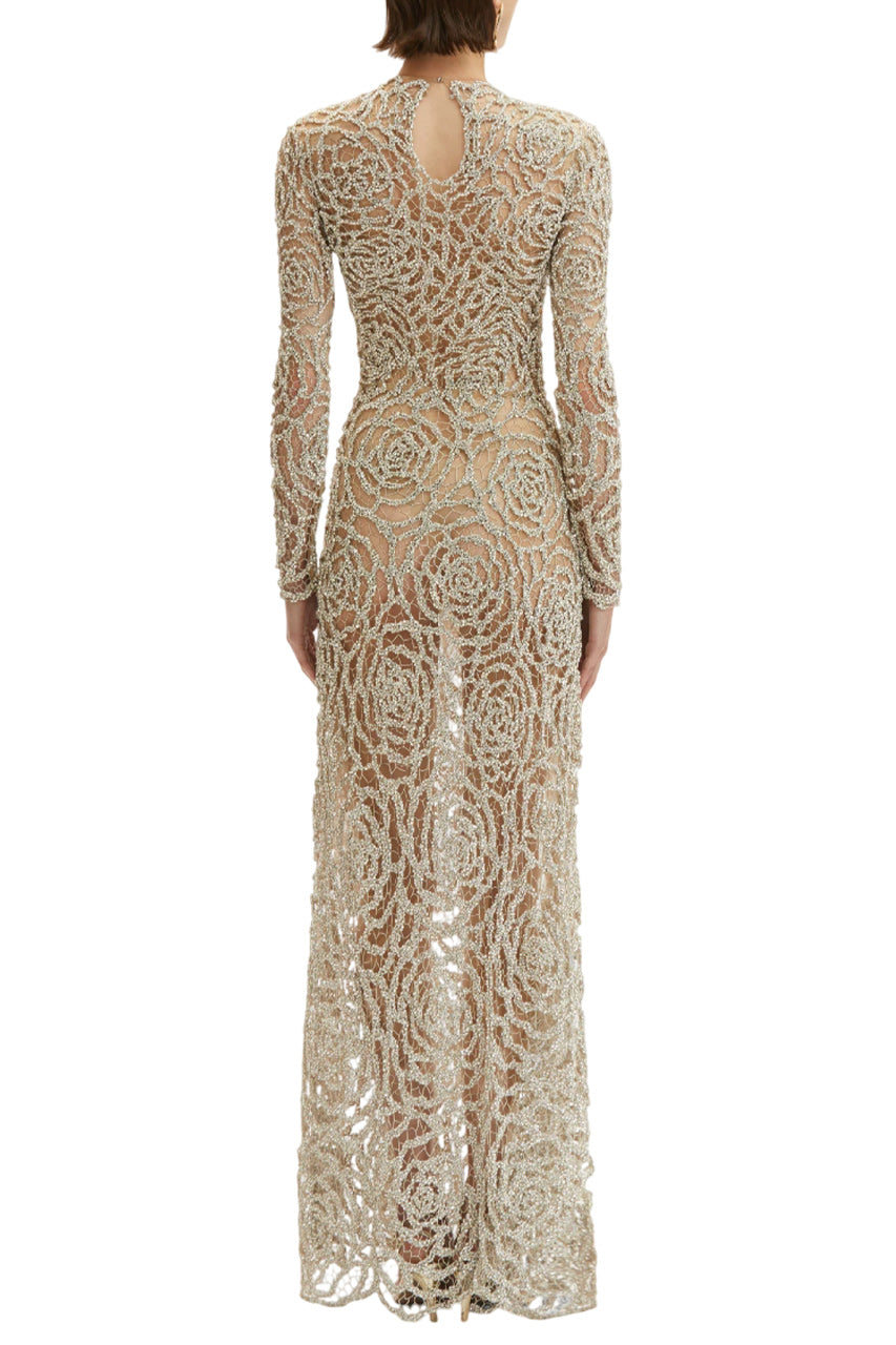 ENGLISH ROSE CRYSTAL EMBROIDERED GOWN