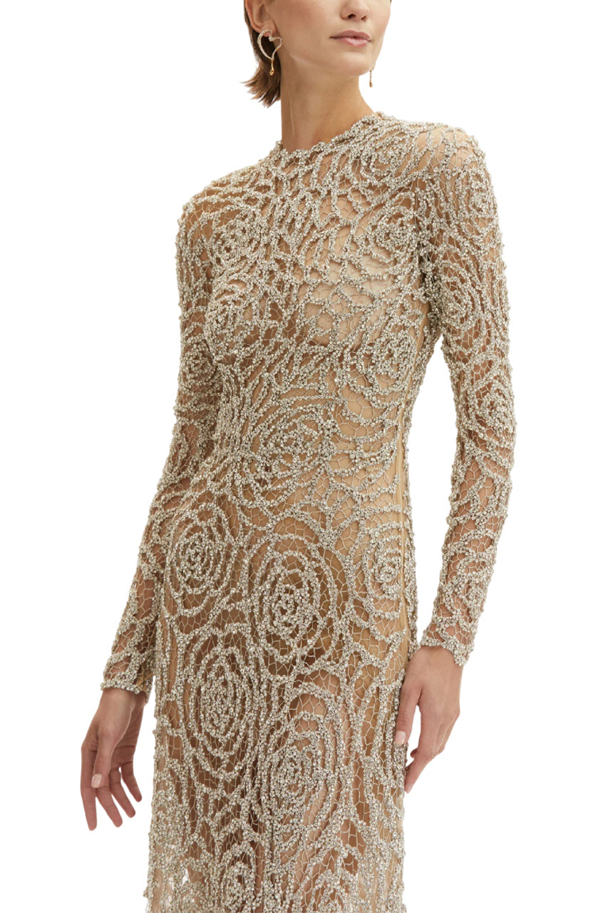 ENGLISH ROSE CRYSTAL EMBROIDERED GOWN