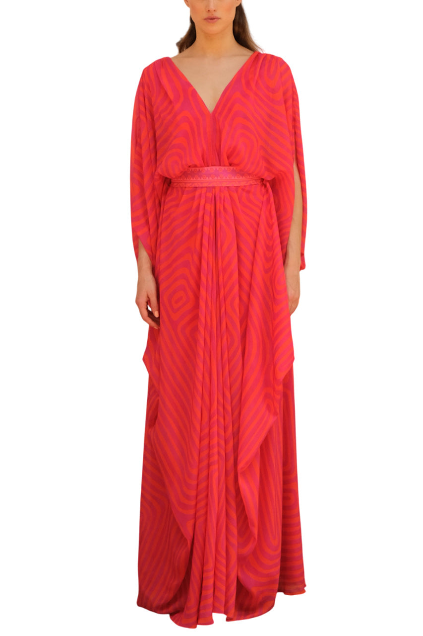 EVA BELTED CHIFFON CAFTAN