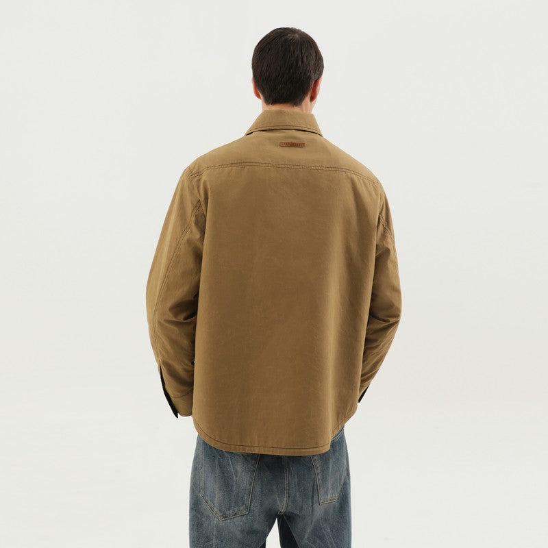 Kaki shirt-jacket with pockets