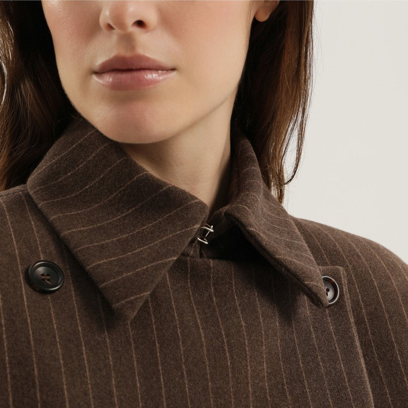 Brown double-breasted striped blazer