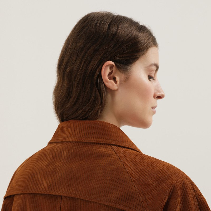 Brown corduroy leather Mackintosh coat