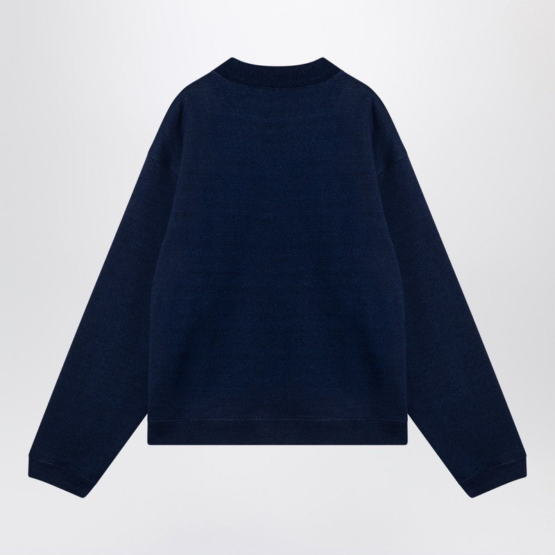 Indigo Cotton Fleece Crew Neck Sweatshirt