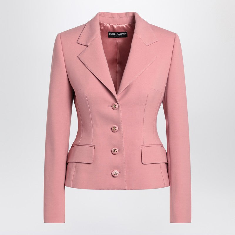 Single-breasted Pink Wool Jacket