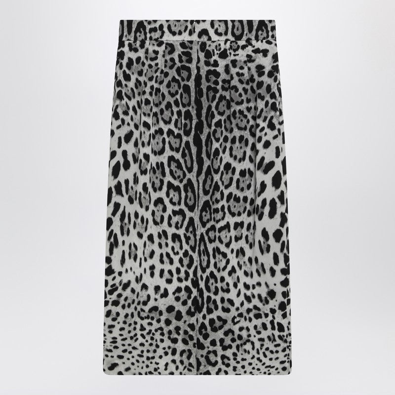 Leopard Print Silk Pencil Skirt