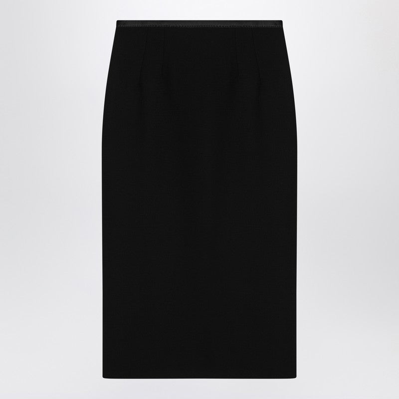 Black Pencil Skirt In Wool Crêpe