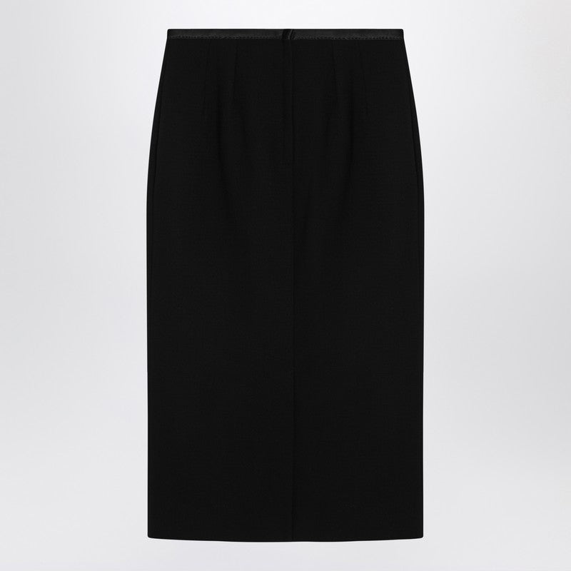 Black Pencil Skirt In Wool Crêpe