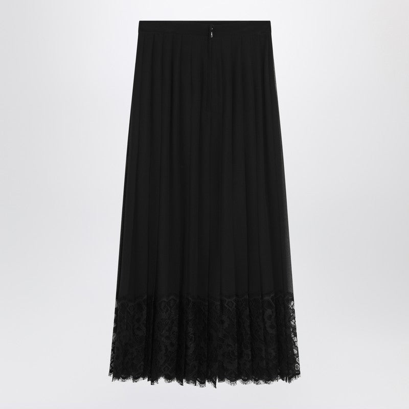 Gonna midi in chiffon and black lace