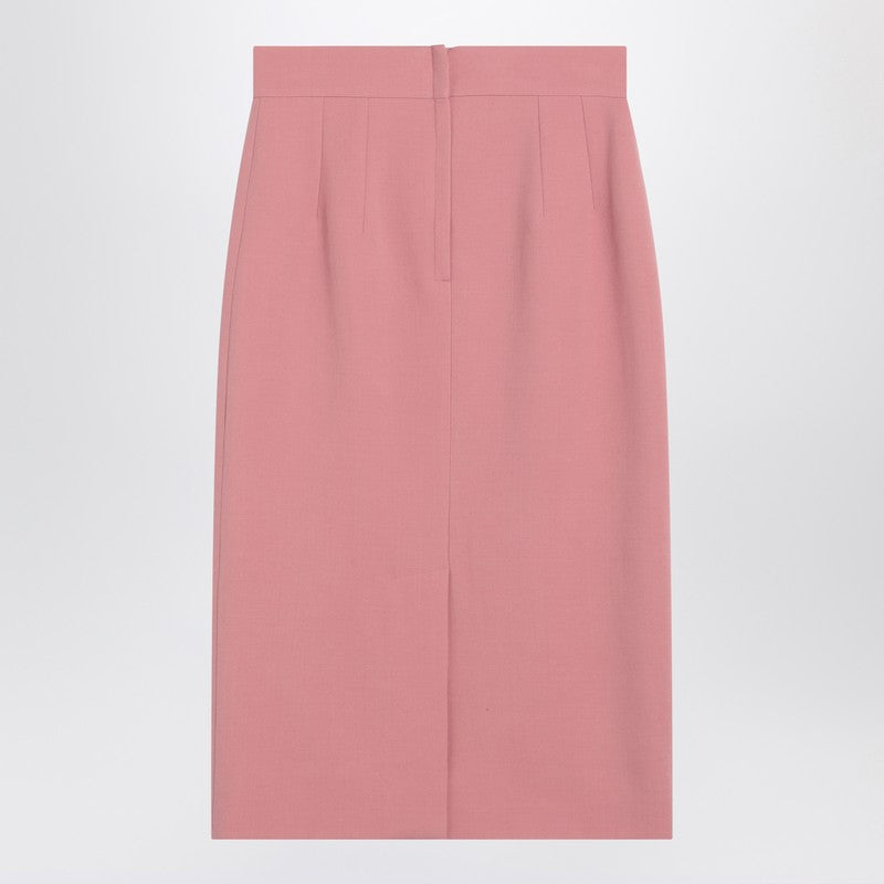 Pink Wool Pencil Skirt