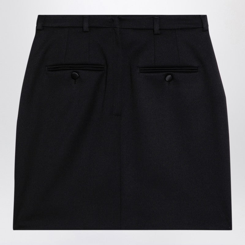 Black Virgin Wool Miniskirt