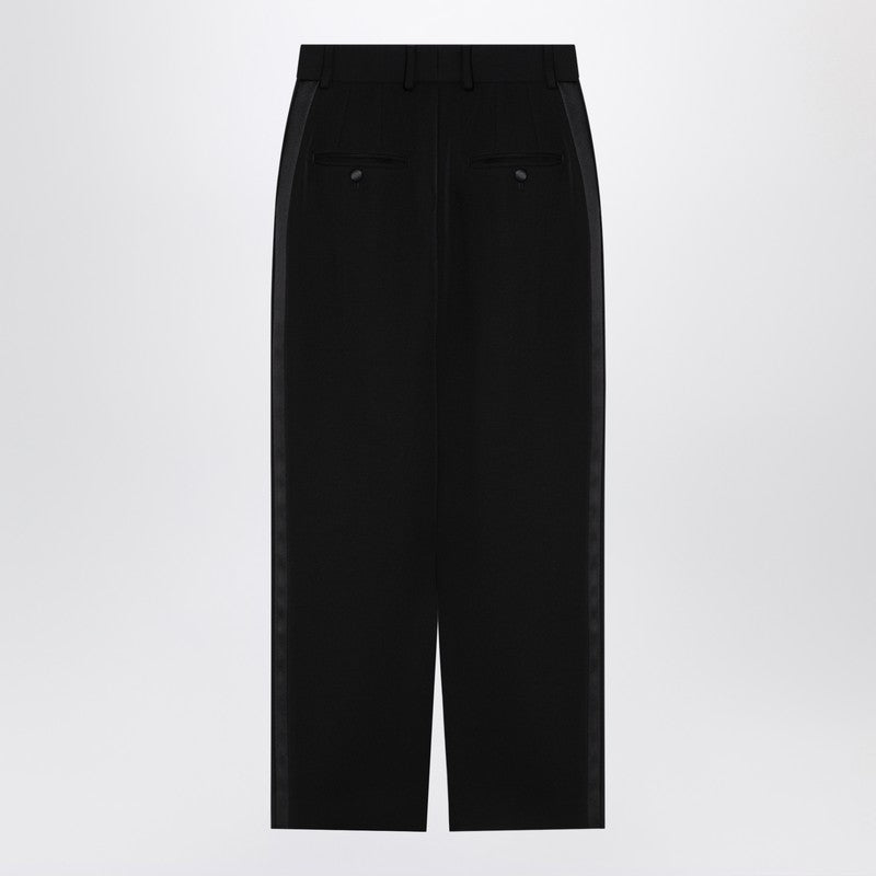 Black Gabardine Wool Pencil Skirt