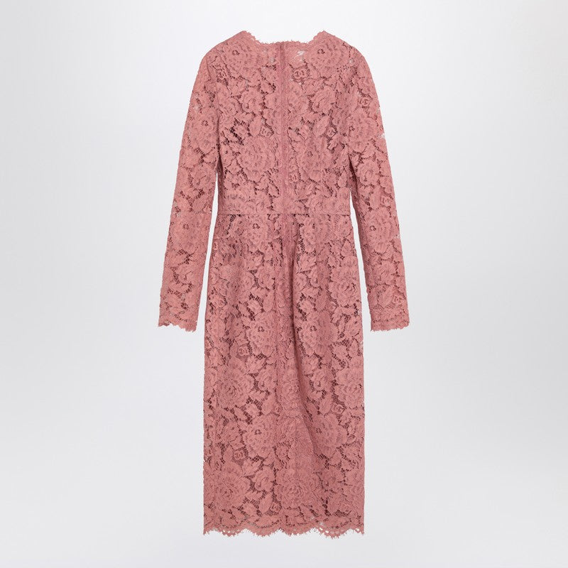 Pink Lace Tube Longuette Dress