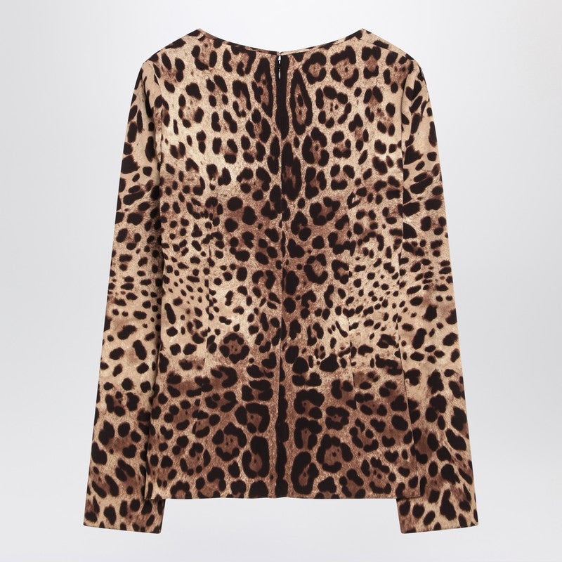 Silk Blend Leopard Print T-shirt