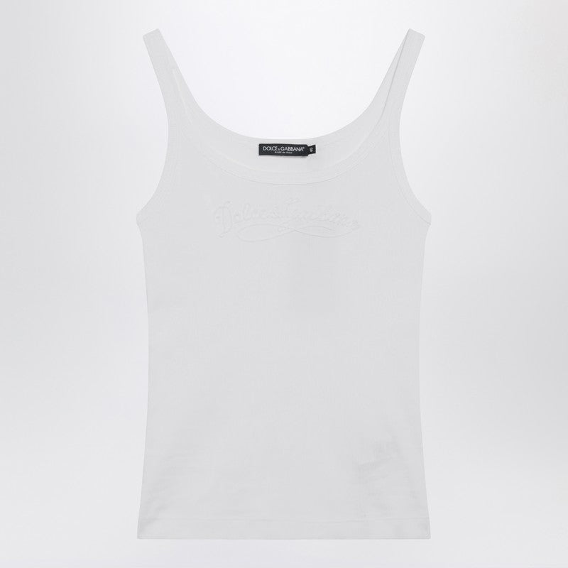 White tank top with logo embroidery