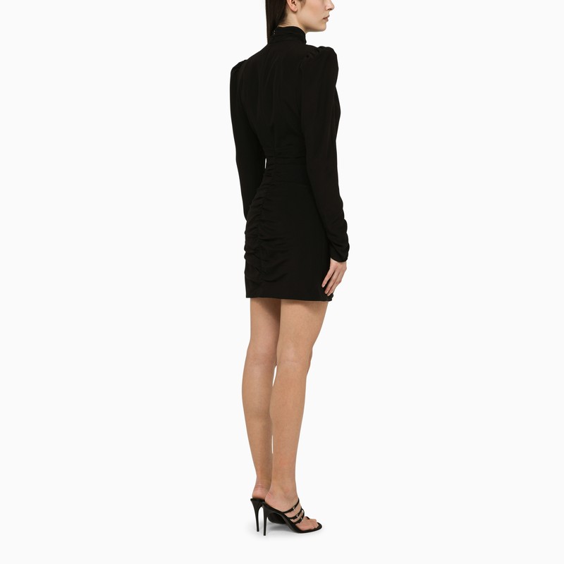 Black draped silk minidress