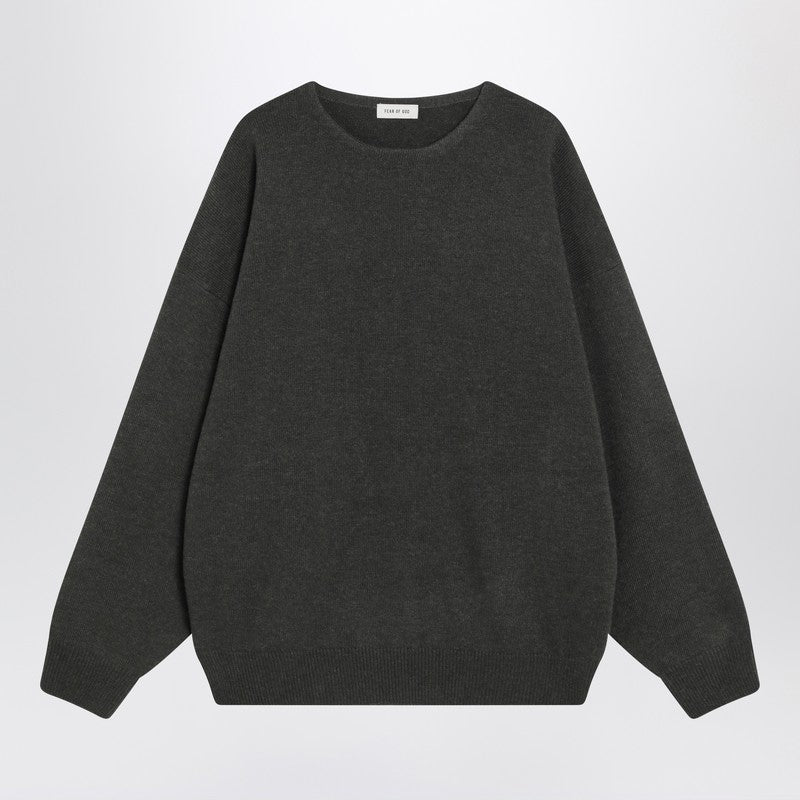 Faded black crewneck sweater in wool