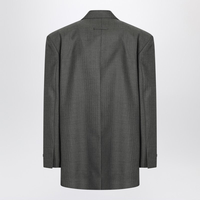 Grey single-breasted wool blazer