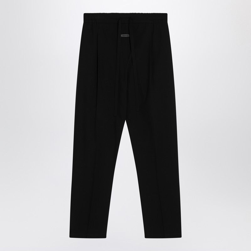 Black Cotton And Wool Trousers