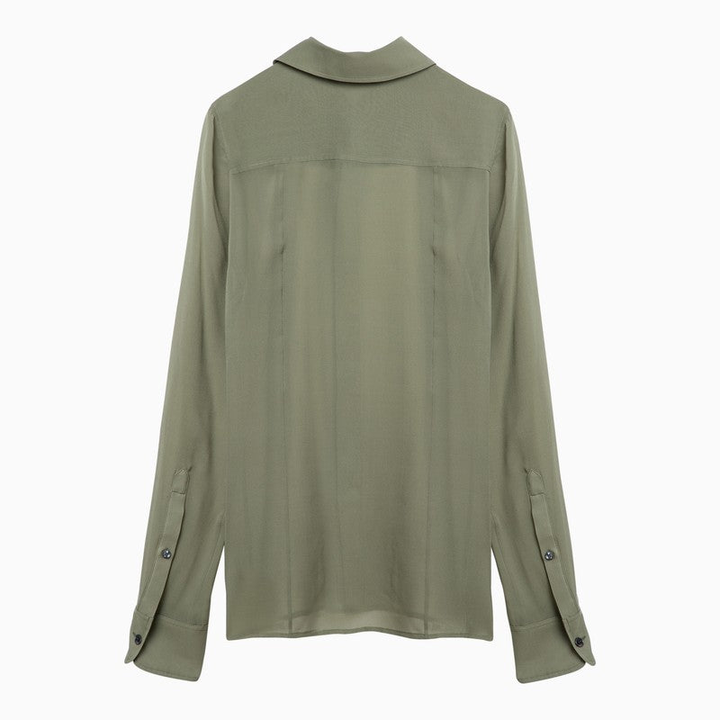 Olive green silk shirt