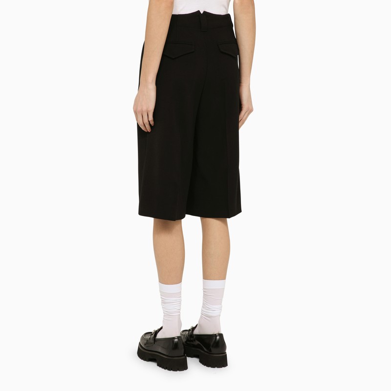 Black wool-blend bermuda shorts
