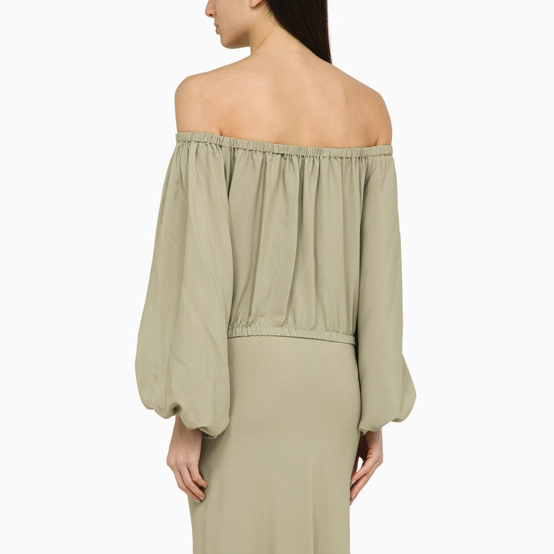 Sage silk blend top