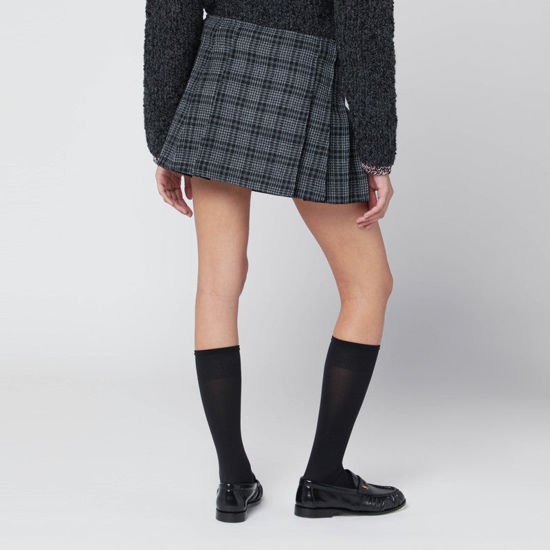 Black/white check kilt mini skirt