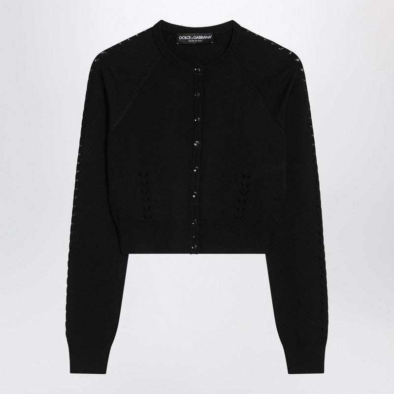 Black Cardigan With Punched Details