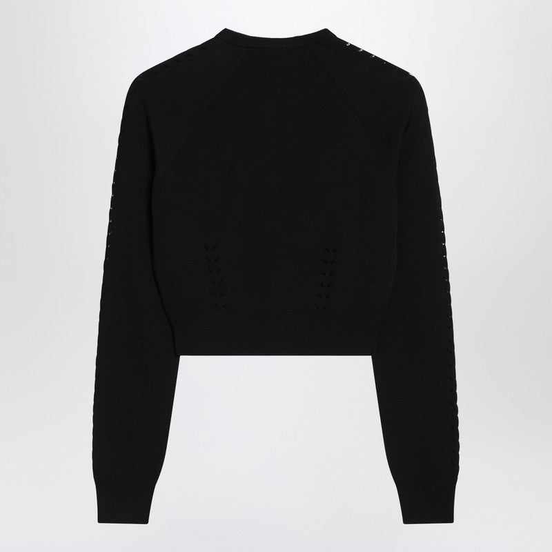 Black Cardigan With Punched Details