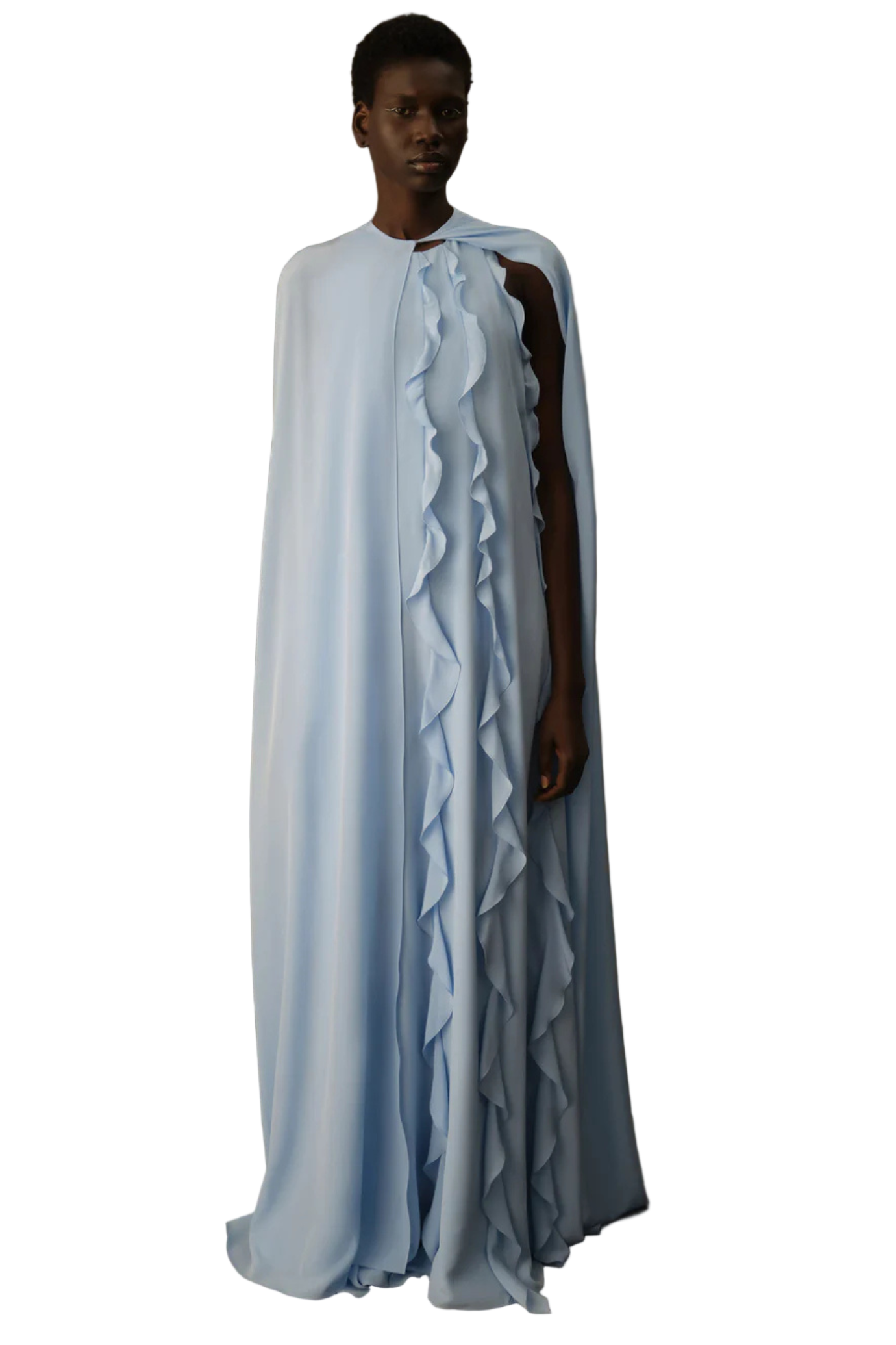 FLEURINE DRESS IN BABY BLUE SILK CREPE DE CHINE