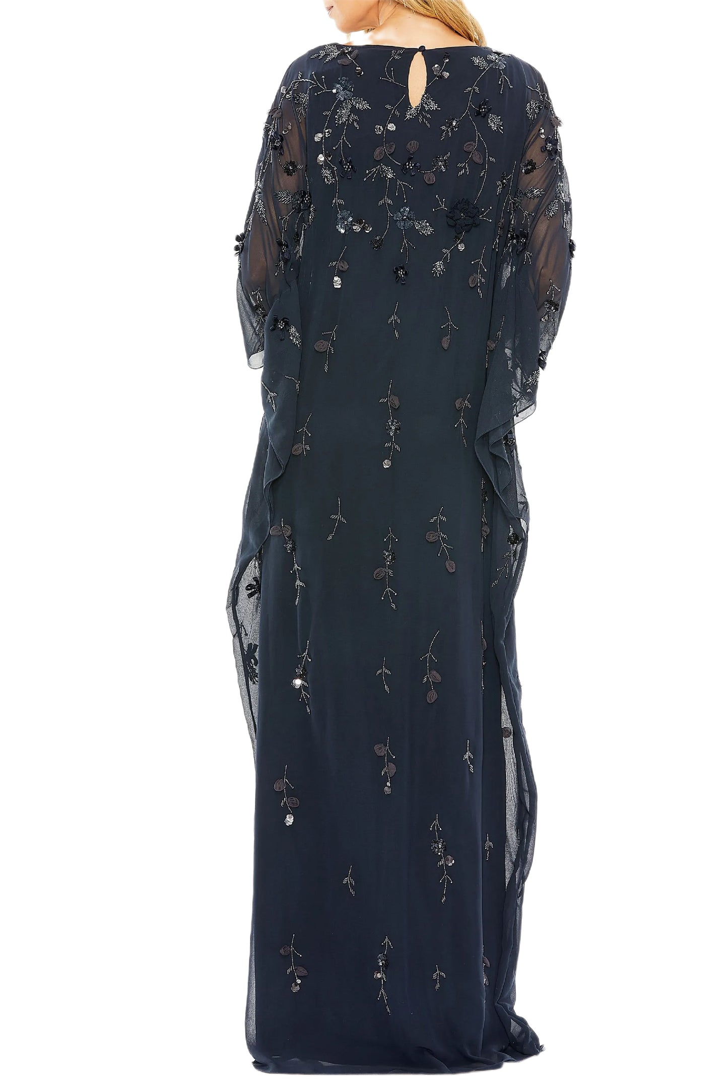 FLORAL BEADWORK CAFTAN DRESS