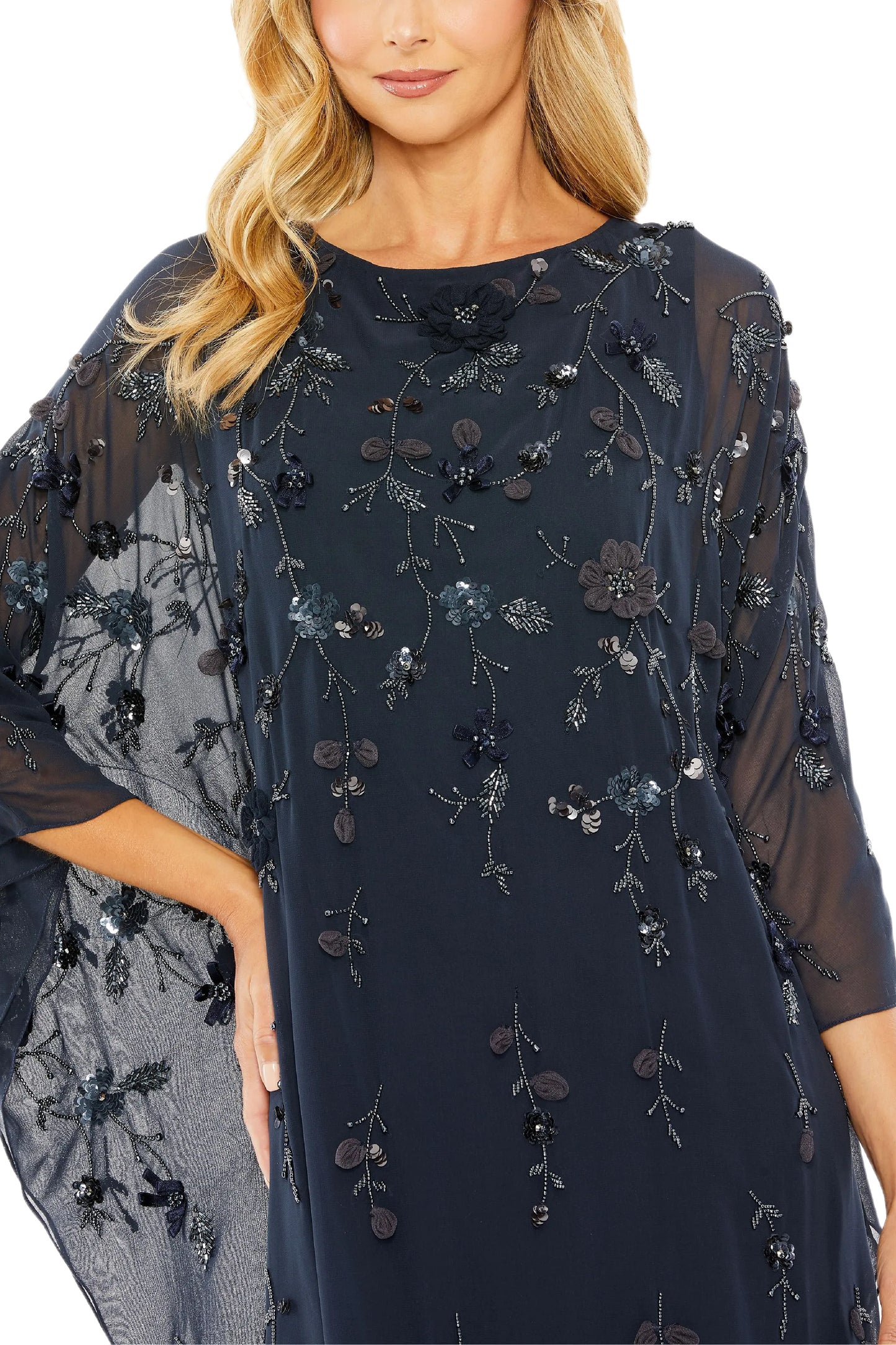 FLORAL BEADWORK CAFTAN DRESS