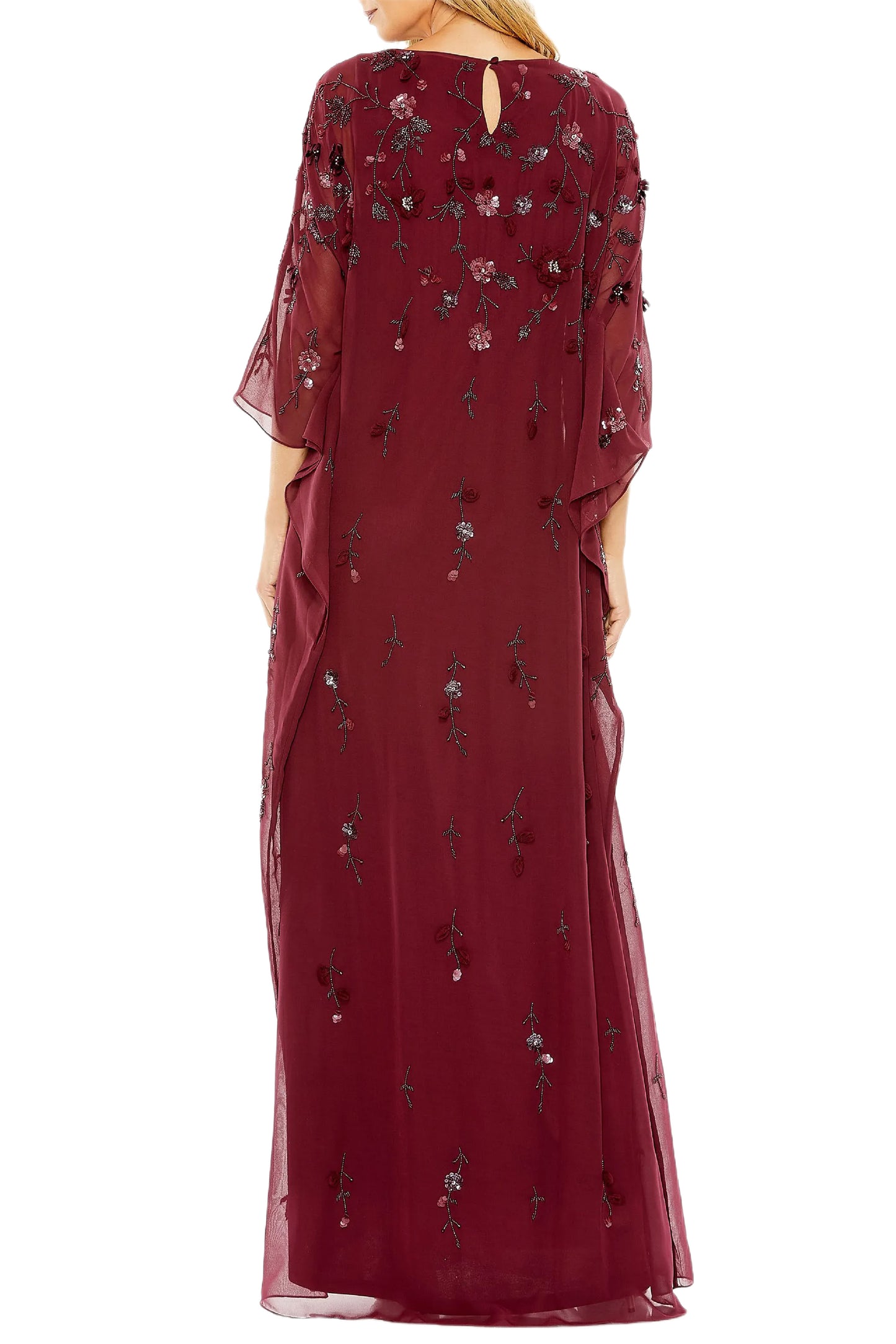 FLORAL BEADWORK CAFTAN DRESS