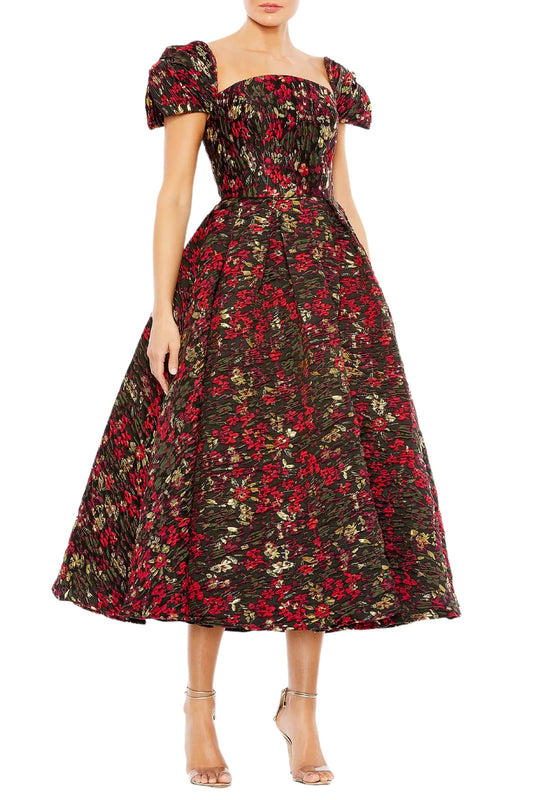 FLORAL BROCADE DRESS
